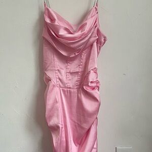 Amazon Pink Ruched Slip Dress